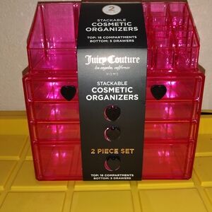JUICY COUTURE STACKÀBLE COSMETIC ORGANIZER CLEAR PINK JUICY COUTURE ORGANIZER